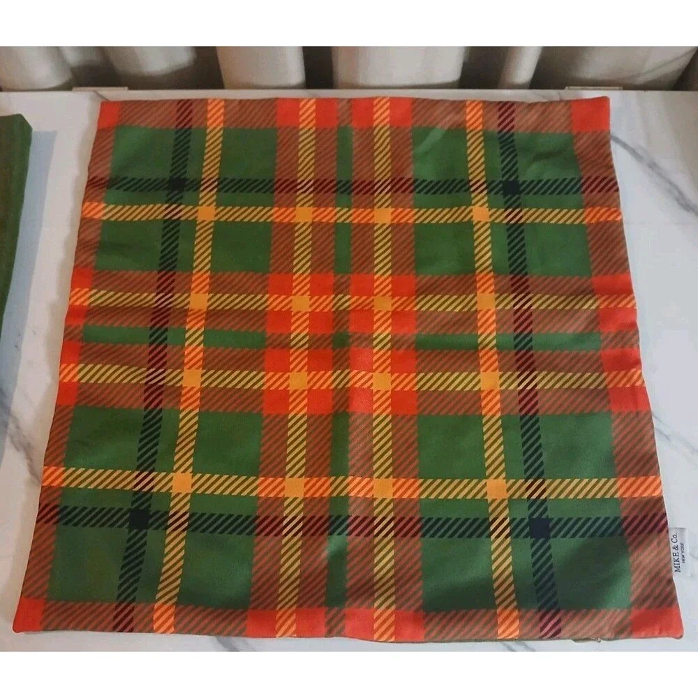 Mike and Co. Christmas Pillow Covers Set of 2 18X18 Reindeer Plaid Holiday Decor